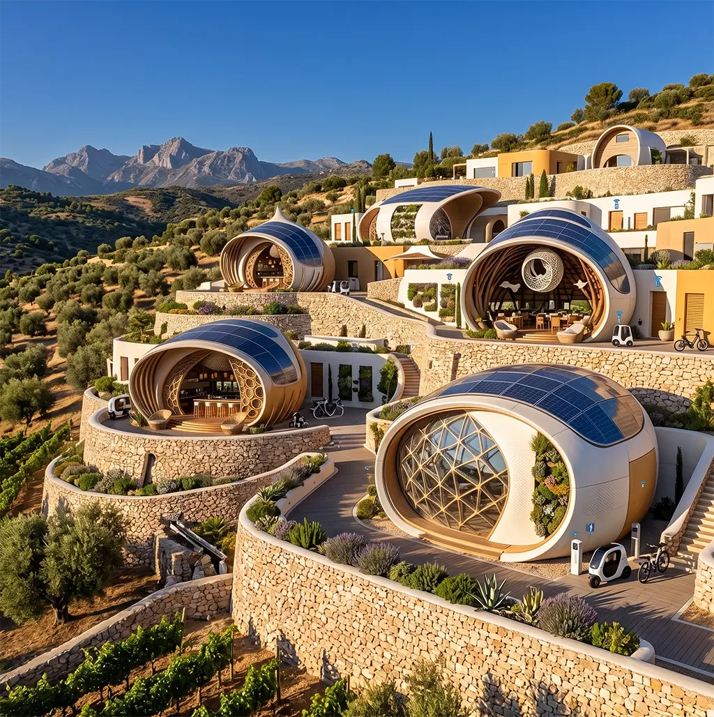 European landscape with integrated sustainable design