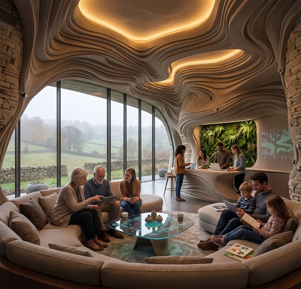 Community spaces designed for human connection, culture, and conscious living